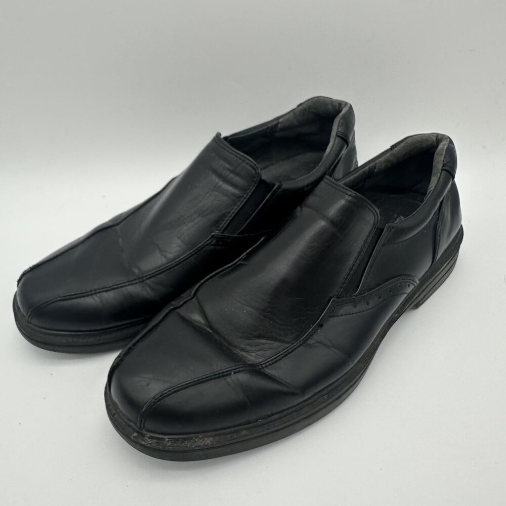 Deer Stags Mens Slip-On Shoes Black Leather Size 11 Durable Comfort